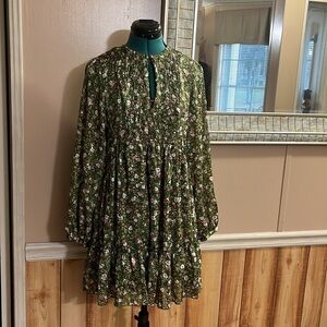 Zara Green Floral Mini Dress